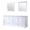 Dukes 84" White Double Vanity, White Carrara Marble Top, White Square Sinks And 34" Mirrors