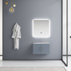 Geneva 30" Dark Grey Single Vanity, White Carrara Marble Top, White Square Sink And 30" Led Mirror