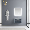 Geneva 30" Dark Grey Single Vanity, White Carrara Marble Top, White Square Sink And 30" Led Mirror W/ Faucet