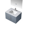 Geneva 30" Dark Grey Single Vanity, White Carrara Marble Top, White Square Sink And 30" Led Mirror W/ Faucet