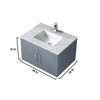 Geneva 30" Dark Grey Single Vanity, White Carrara Marble Top, White Square Sink And 30" Led Mirror W/ Faucet