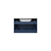 Geneva 30" Navy Blue Single Vanity, White Carrara Marble Top, White Square Sink And 30" Led Mirror W/ Faucet