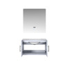 Geneva 30" Glossy White Single Vanity, White Carrara Marble Top, White Square Sink And 30" Led Mirror