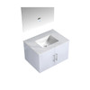 Geneva 30" Glossy White Single Vanity, White Carrara Marble Top, White Square Sink And 30" Led Mirror