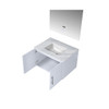 Geneva 30" Glossy White Single Vanity, White Carrara Marble Top, White Square Sink And 30" Led Mirror