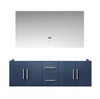 Geneva 60" Navy Blue Double Vanity, No Top And 60" Led Mirror