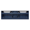 Geneva 60" Navy Blue Double Vanity, White Carrara Marble Top, White Square Sinks And 60" Led Mirror