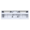 Geneva 60" Glossy White Double Vanity, White Carrara Marble Top, White Square Sinks And 60" Led Mirror