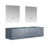 Geneva 72" Dark Grey Double Vanity, No Top And 30" Led Mirrors