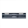 Geneva 72" Dark Grey Double Vanity, White Carrara Marble Top, White Square Sinks And 30" Led Mirrors W/ Faucets