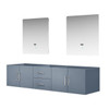 Geneva 80" Dark Grey Double Vanity, No Top And 30" Led Mirrors