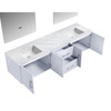 Geneva 80" Glossy White Double Vanity, White Carrara Marble Top, White Square Sinks And 30" Led Mirrors