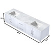 Geneva 80" Glossy White Double Vanity, White Carrara Marble Top, White Square Sinks And 30" Led Mirrors