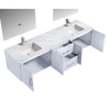 Geneva 80" Glossy White Double Vanity, White Carrara Marble Top, White Square Sinks And 30" Led Mirrors W/ Faucets