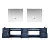 Geneva 84" Navy Blue Double Vanity, No Top And 36" Led Mirrors