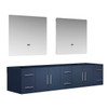 Geneva 84" Navy Blue Double Vanity, No Top And 36" Led Mirrors