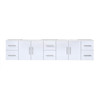 Geneva 84" Glossy White Double Vanity, White Carrara Marble Top, White Square Sinks And No Mirror