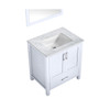 Jacques 30" White Single Vanity, White Carrara Marble Top, White Square Sink And 28" Mirror