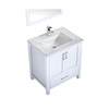 Jacques 30" White Single Vanity, White Carrara Marble Top, White Square Sink And 28" Mirror W/ Faucet