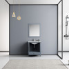 Jacques 30" Dark Grey Single Vanity, White Carrara Marble Top, White Square Sink And 28" Mirror W/ Faucet