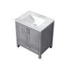 Jacques 30" Distressed Grey Single Vanity, White Carrara Marble Top, White Square Sink And No Mirror