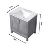 Jacques 30" Distressed Grey Single Vanity, White Carrara Marble Top, White Square Sink And No Mirror