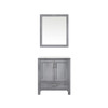 Jacques 30" Distressed Grey Single Vanity, White Carrara Marble Top, White Square Sink And 28" Mirror