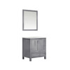 Jacques 30" Distressed Grey Single Vanity, White Carrara Marble Top, White Square Sink And 28" Mirror