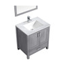 Jacques 30" Distressed Grey Single Vanity, White Carrara Marble Top, White Square Sink And 28" Mirror W/ Faucet