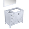 Jacques 36" White Single Vanity, No Top And 34" Mirror - Right Version