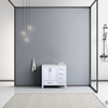 Jacques 36" White Single Vanity, White Carrara Marble Top, White Square Sink And No Mirror - Left Version