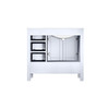 Jacques 36" White Single Vanity, White Carrara Marble Top, White Square Sink And No Mirror - Left Version