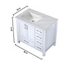 Jacques 36" White Single Vanity, White Carrara Marble Top, White Square Sink And No Mirror - Left Version
