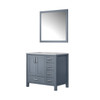 Jacques 36" Dark Grey Single Vanity, White Carrara Marble Top, White Square Sink And 34" Mirror - Left Version