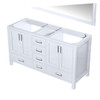 Jacques 60" White Double Vanity, No Top And 58" Mirror