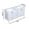 Jacques 60" White Double Vanity, No Top And 58" Mirror