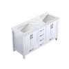 Jacques 60" White Double Vanity, White Carrara Marble Top, White Square Sinks And No Mirror