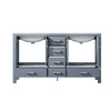 Jacques 60" Dark Grey Double Vanity, White Carrara Marble Top, White Square Sinks And No Mirror