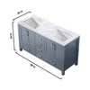 Jacques 60" Dark Grey Double Vanity, White Carrara Marble Top, White Square Sinks And No Mirror