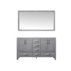 Jacques 60" Distressed Grey Double Vanity, White Carrara Marble Top, White Square Sinks And 58" Mirror