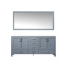 Jacques 72" Dark Grey Double Vanity, White Carrara Marble Top, White Square Sinks And 70" Mirror