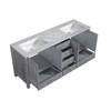 Jacques 72" Distressed Grey Double Vanity, White Carrara Marble Top, White Square Sinks And No Mirror