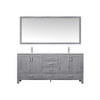 Jacques 72" Distressed Grey Double Vanity, White Carrara Marble Top, White Square Sinks And 70" Mirror W/ Faucets