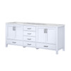 Jacques 80" White Double Vanity, White Carrara Marble Top, White Square Sinks And No Mirror