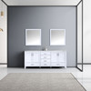 Jacques 80" White Double Vanity, White Carrara Marble Top, White Square Sinks And 30" Mirrors