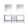Jacques 80" White Double Vanity, White Carrara Marble Top, White Square Sinks And 30" Mirrors