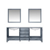 Jacques 80" Dark Grey Double Vanity, White Carrara Marble Top, White Square Sinks And 30" Mirrors