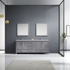 Jacques 80" Distressed Grey Double Vanity, White Carrara Marble Top, White Square Sinks And 30" Mirrors W/ Faucets