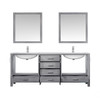 Jacques 80" Distressed Grey Double Vanity, White Carrara Marble Top, White Square Sinks And 30" Mirrors W/ Faucets