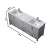 Jacques 80" Distressed Grey Double Vanity, White Carrara Marble Top, White Square Sinks And 30" Mirrors W/ Faucets